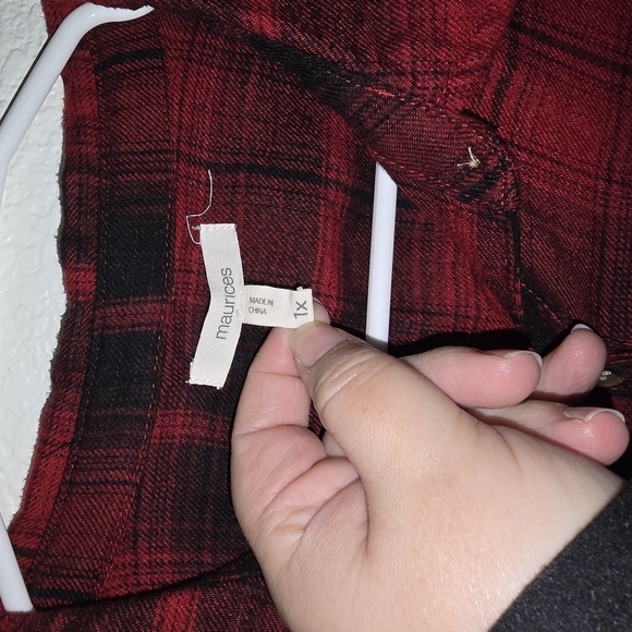 Plaid Button-Up Shirt - Red and Black - Picture 2 of 5